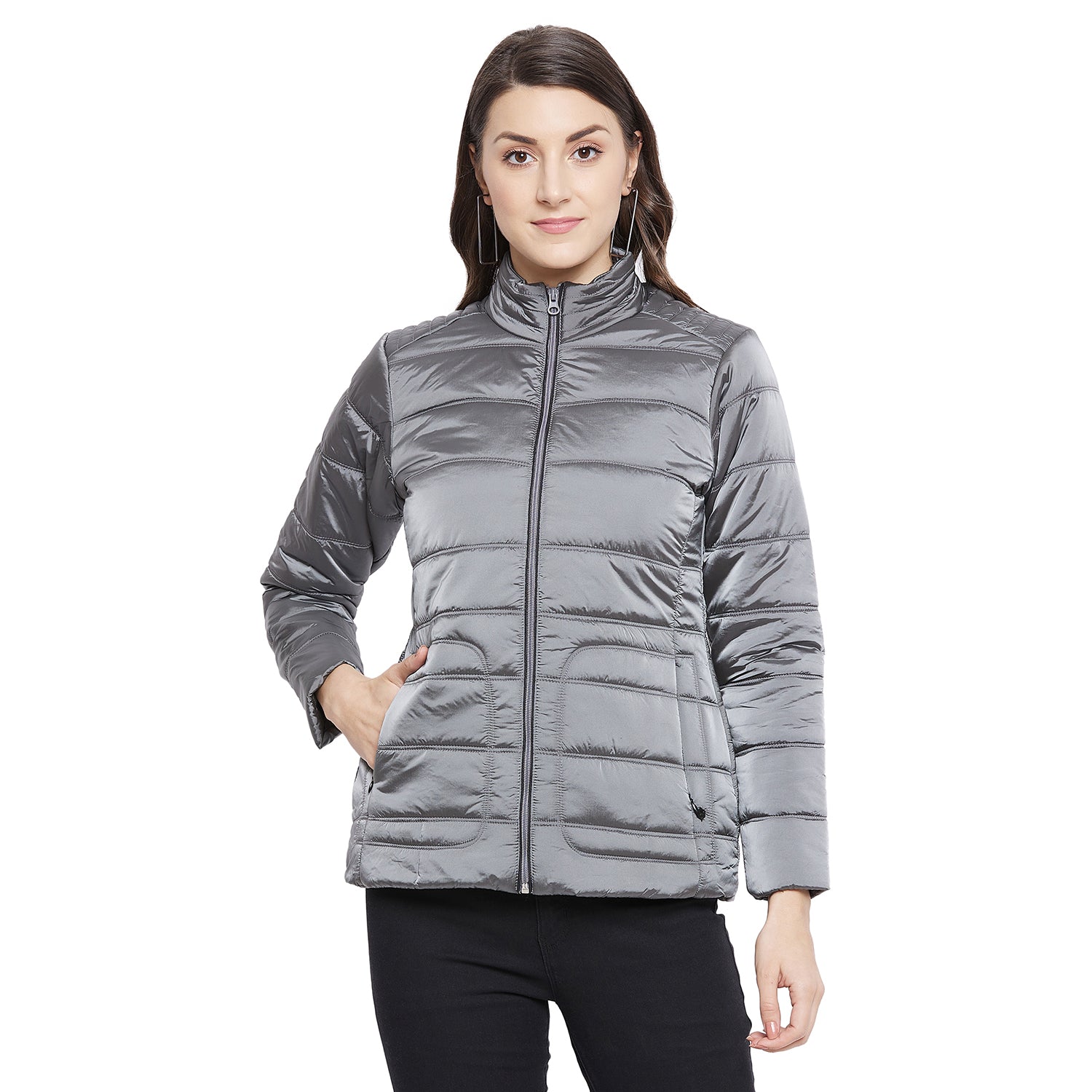 Duke Urban Women Full Sleeve Mettalic Quilted Jacket (SDZ6703)