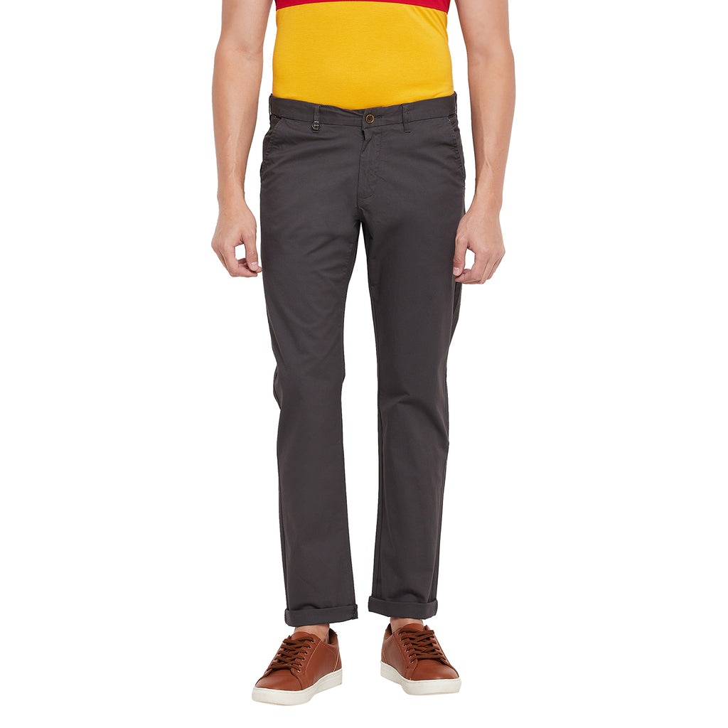 Buy Black Mid Rise Slim Fit Trousers for Men