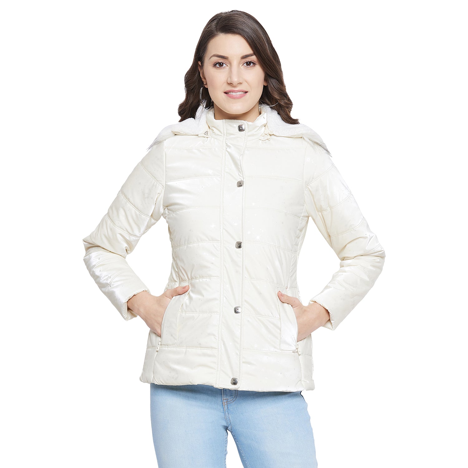 Duke Urban Women Full Sleeve Embossed Quilted Jacket (SDZ6741)