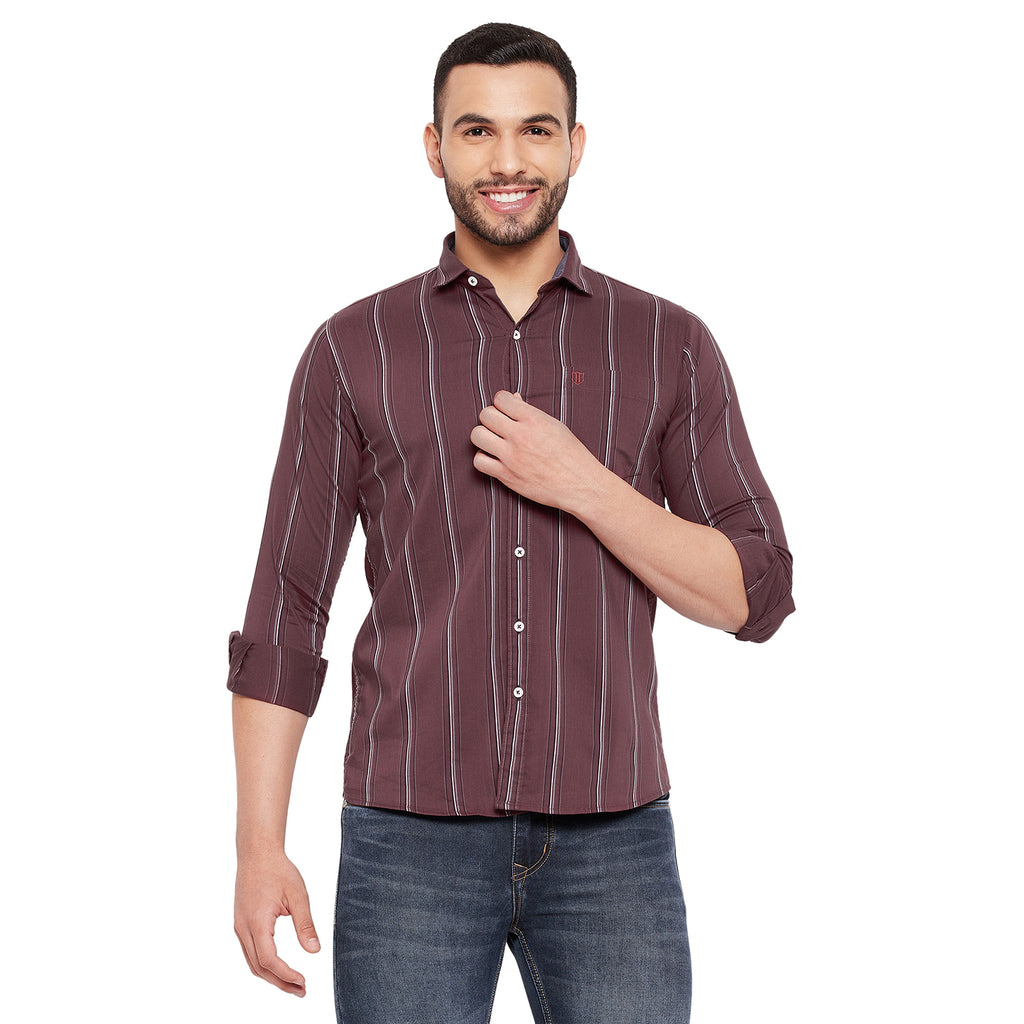 Duke Stardust Men Slim Fit Striped Spread Collar Casual Shirt (SDO8STTA)