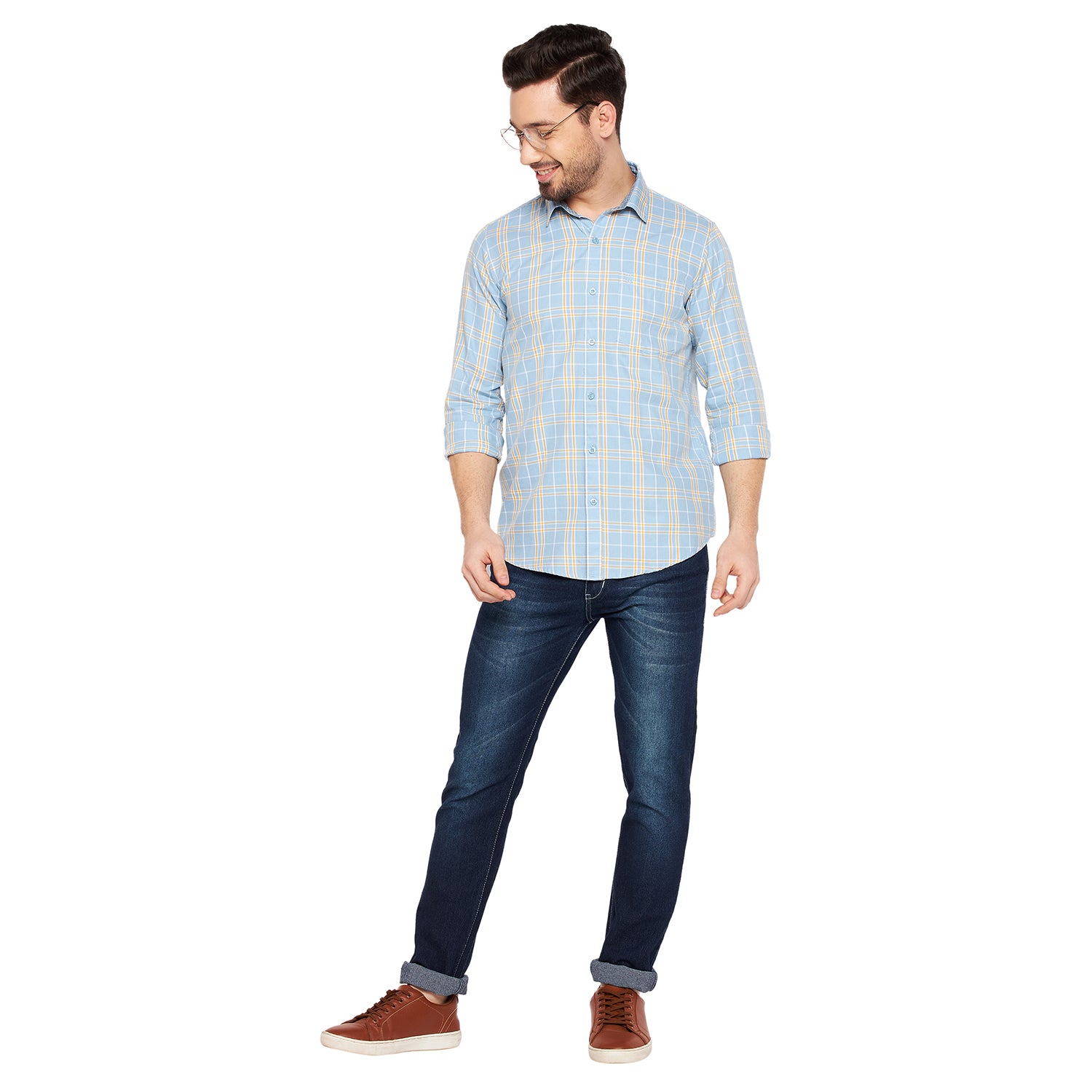 Duke Urban Men Slim Fit Checkered Spread Collar Casual Shirt (SD7CKTQ)