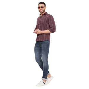 Duke Stardust Men Slim Fit Striped Spread Collar Casual Shirt (SDO8STTA)