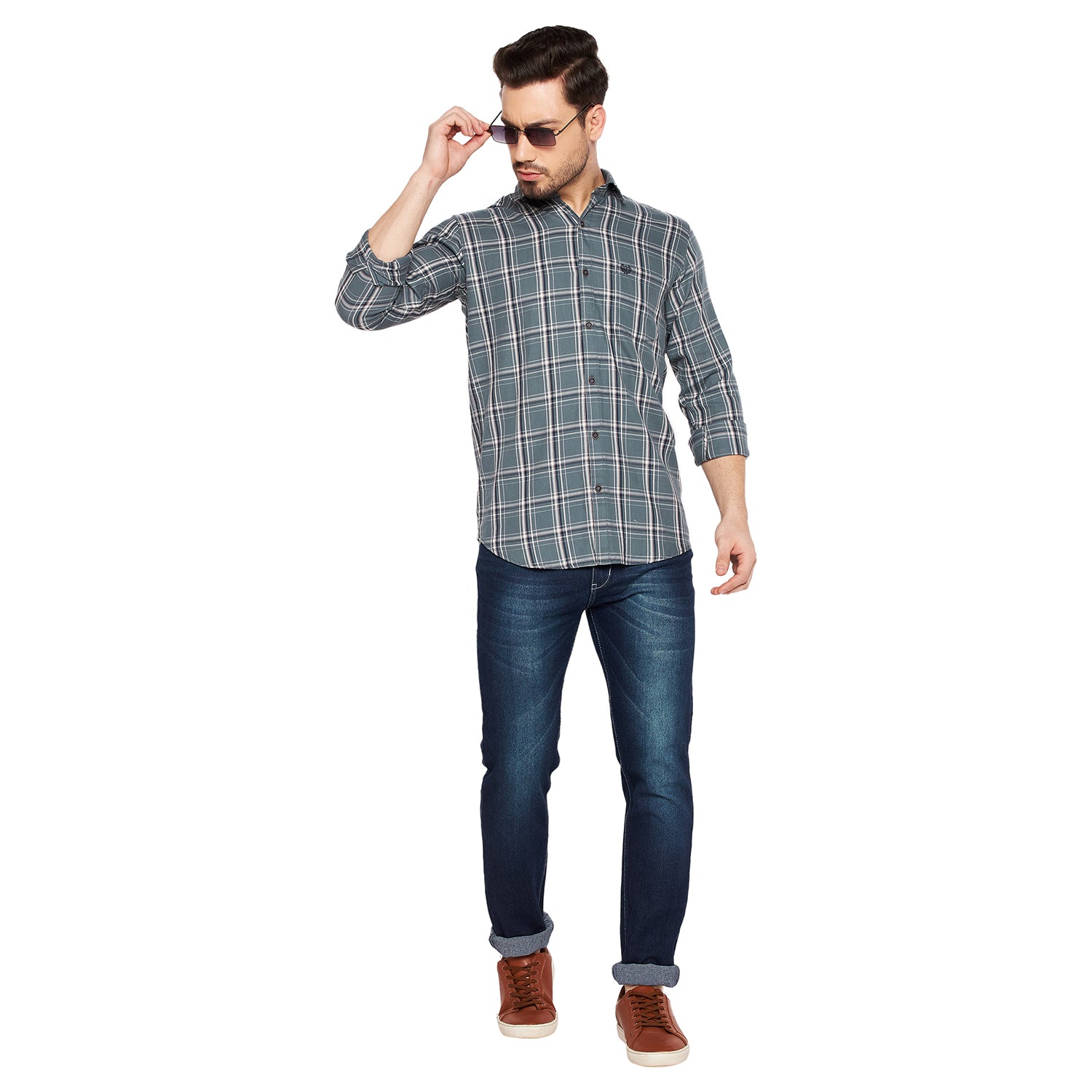 Duke Stardust Men Slim Fit Checkered Spread Collar Casual Shirt (SDO6CKJ)