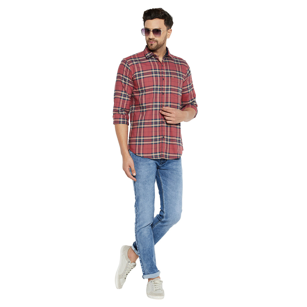 Duke Urban Men Slim Fit Solid Spread Collar Casual Shirt (SDO5CKOE)