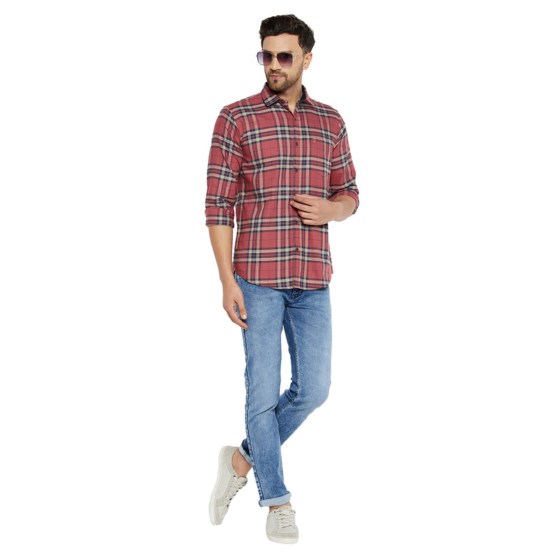 Duke Urban Men Slim Fit Solid Spread Collar Casual Shirt (SDO5CKOE)