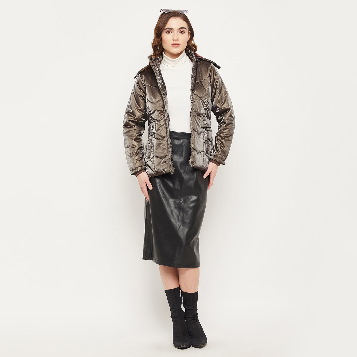 Duke Urban Women Full Sleeve Embossed Quilted Jacket (SDZ6698)