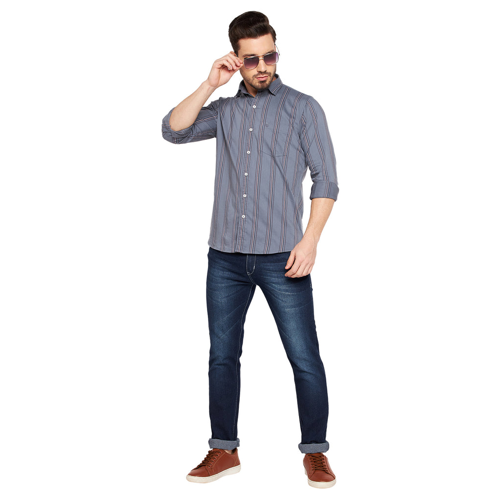 Duke Stardust Men Slim Fit Striped Spread Collar Casual Shirt (SDO8STTA)