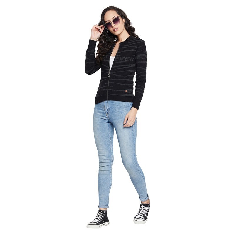 Duke Urban Women Full sleeve Round Neck Zipper Cardigan (SDS1004)