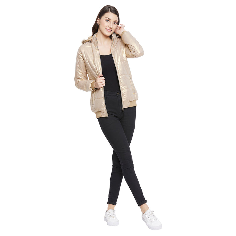 Duke Urban Women Full Sleeve Mettalic Quilted Jacket (SDZ6748)