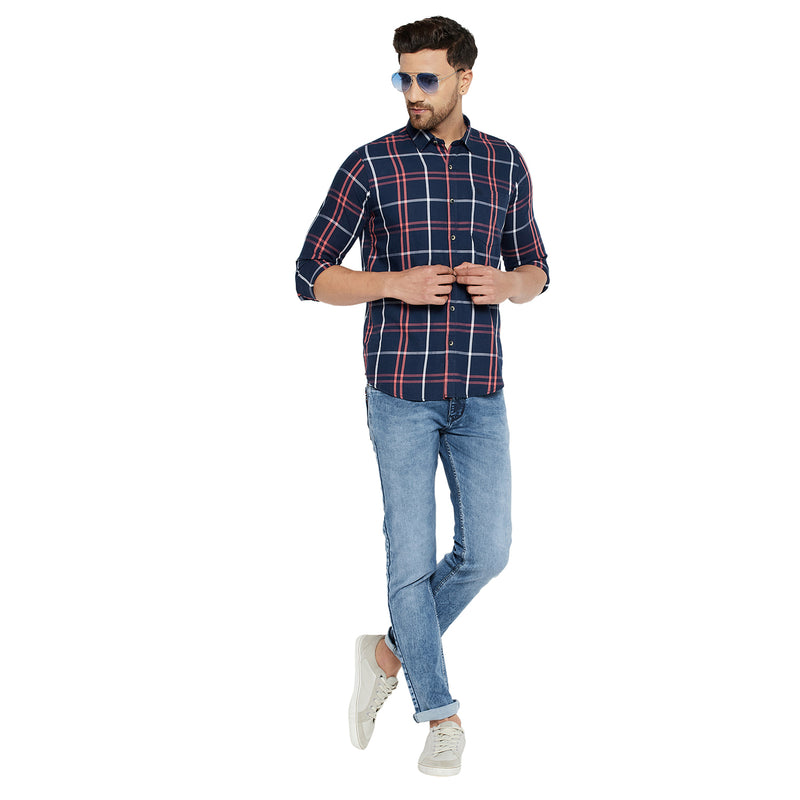 Duke Stardust Men Slim Fit Checkered Spread Collar Casual Shirt (SD7CKTPQ)