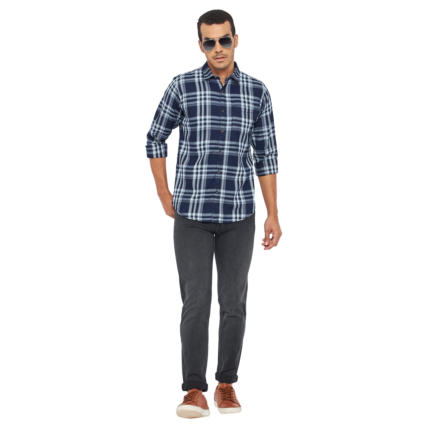 Duke Stardust Men Slim Fit Checkered Spread Collar Casual Shirt (SDO5CKIL)