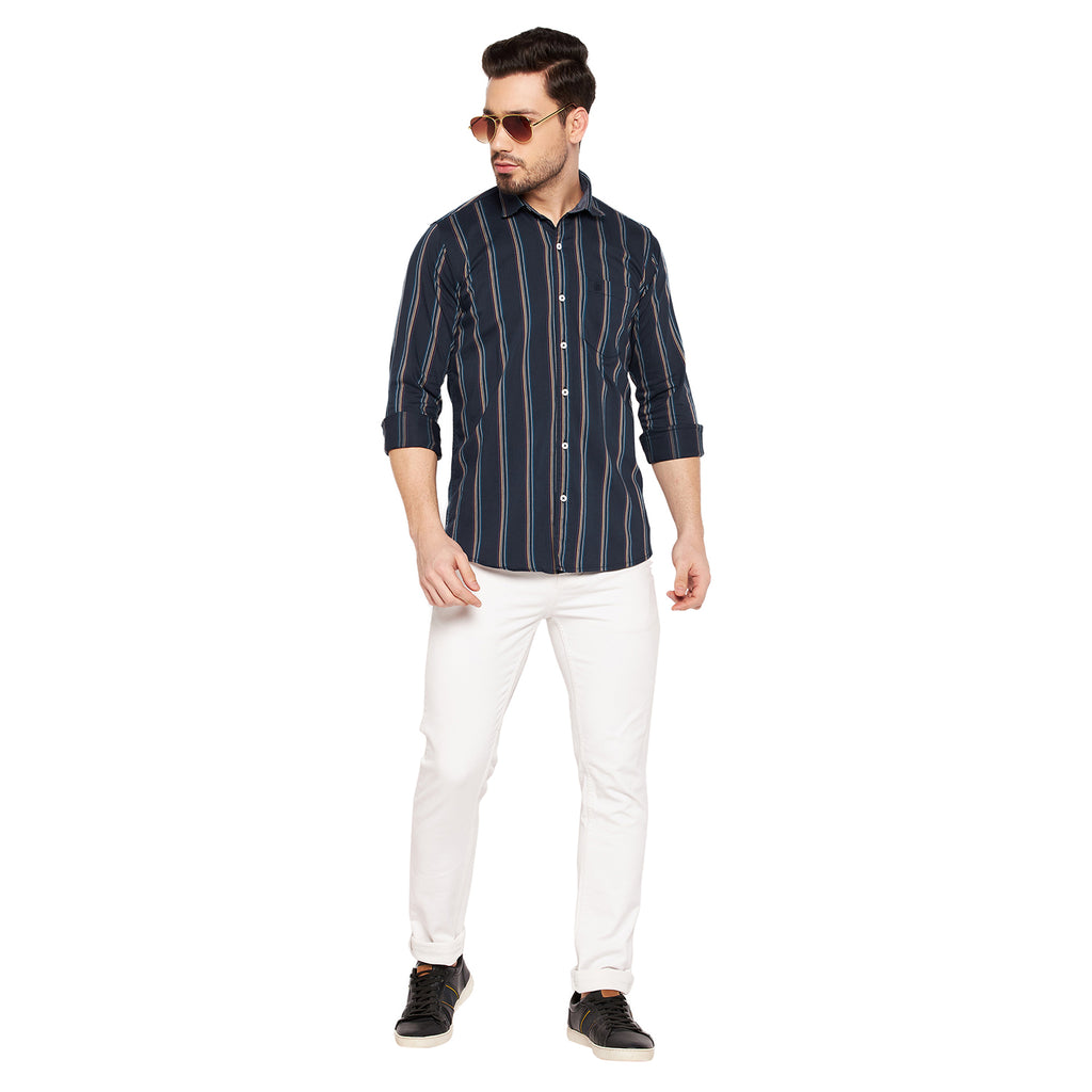 Duke Stardust Men Slim Fit Striped Spread Collar Casual Shirt (SDO8STT)