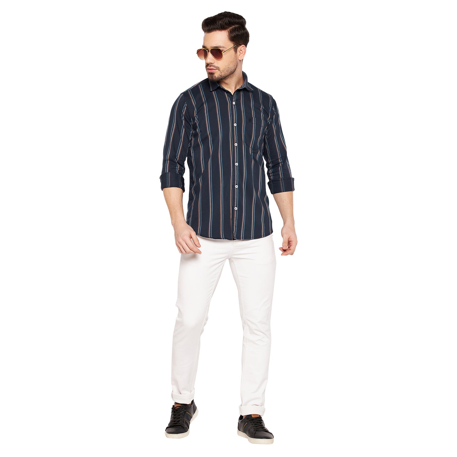Duke Stardust Men Slim Fit Striped Spread Collar Casual Shirt (SDO8STT)