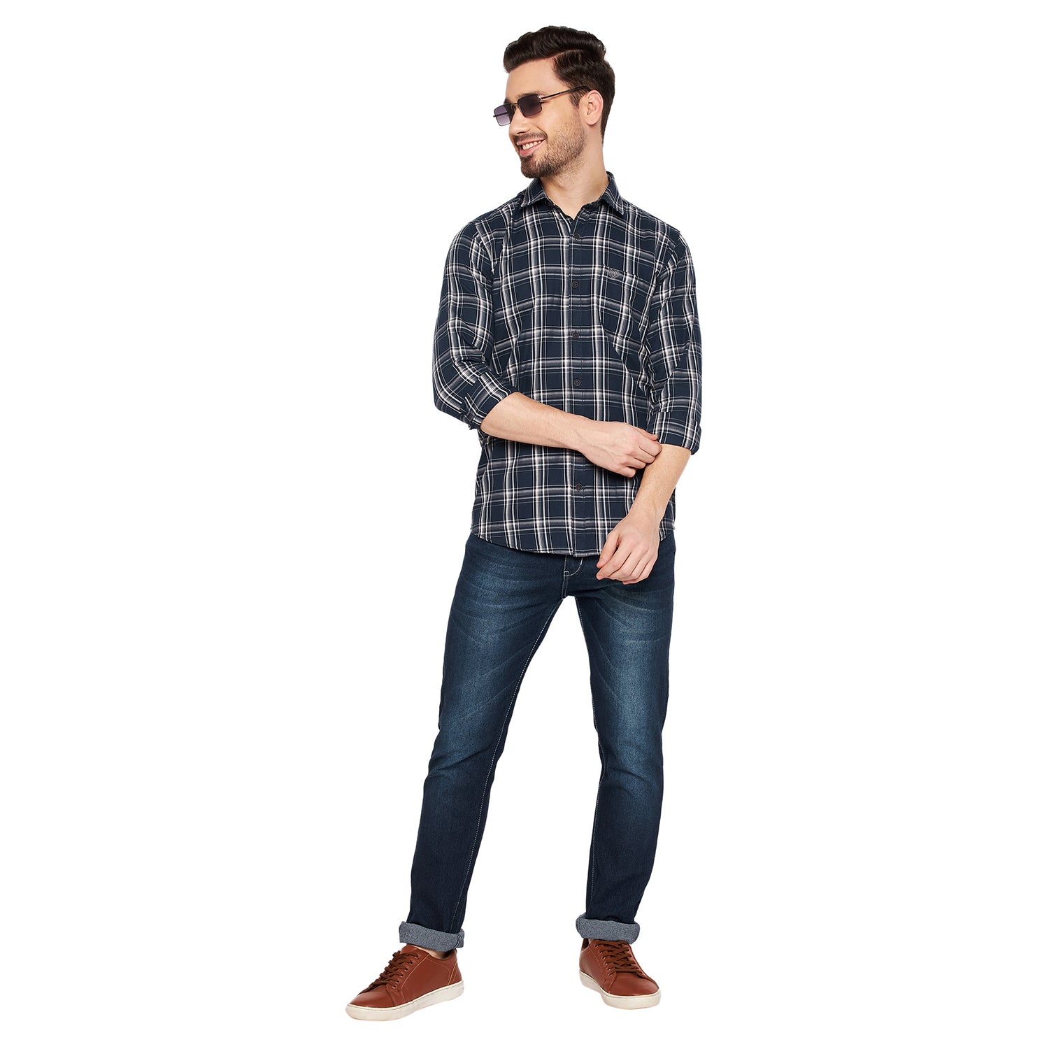 Duke Stardust Men Slim Fit Checkered Spread Collar Casual Shirt (SDO6CKJ)
