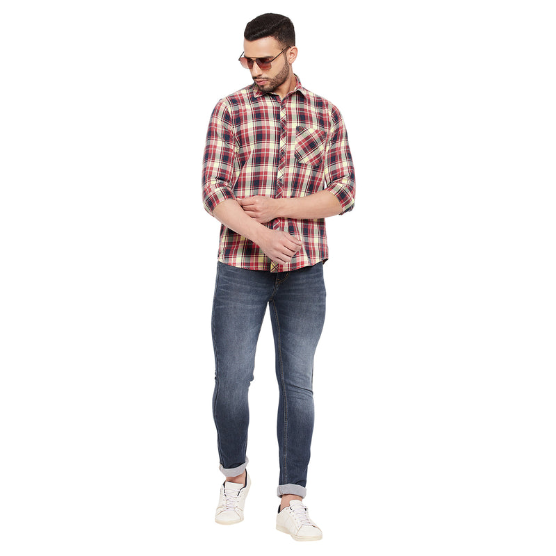 Duke Urban Men Slim Fit Checkered Spread Collar Casual Shirt (SDO9CKIG)