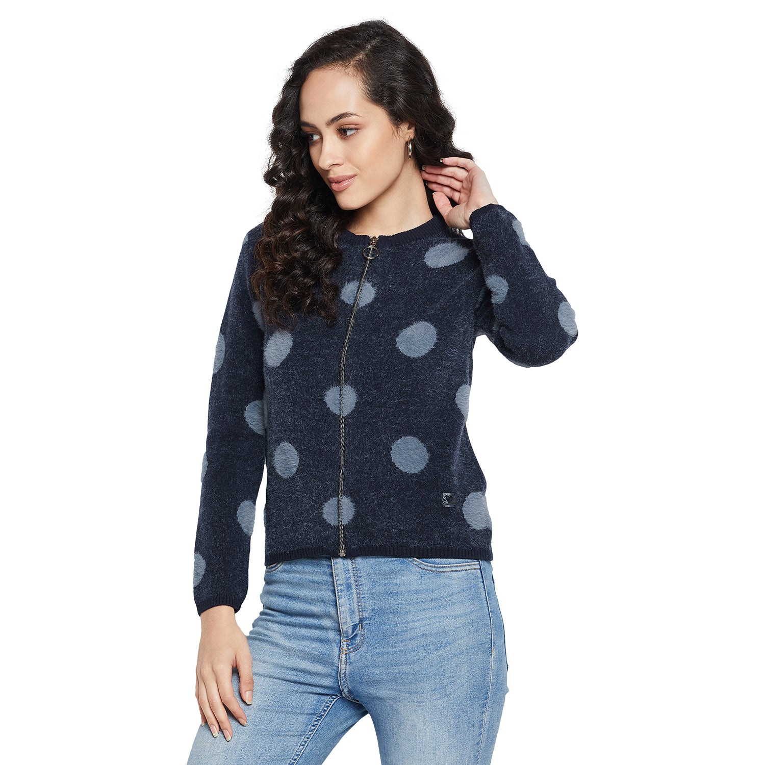 Duke Urban Women Full sleeve Round Neck Zipper Cardigan (SDS1005)