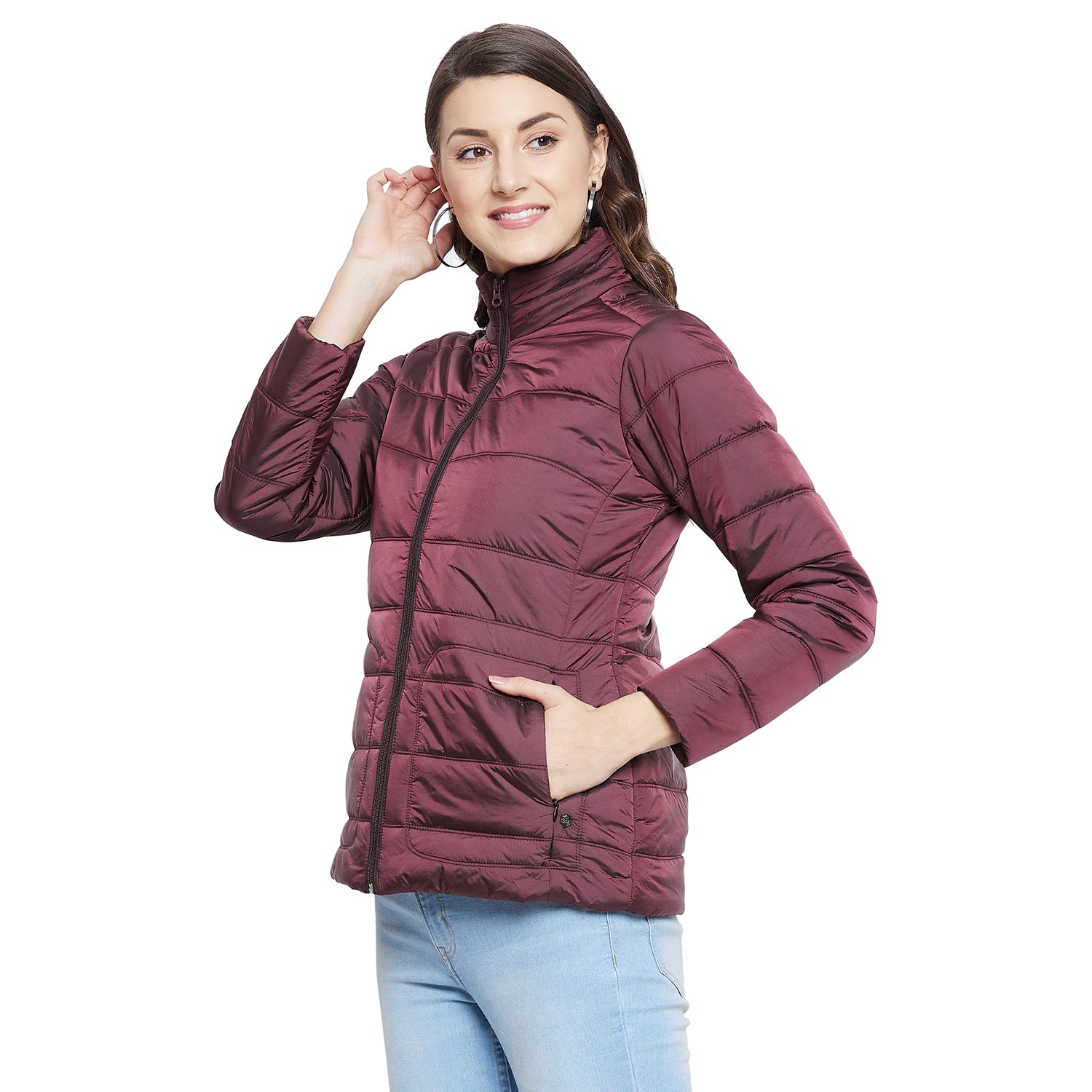 Duke Urban Women Full Sleeve Mettalic Quilted Jacket (SDZ6703)
