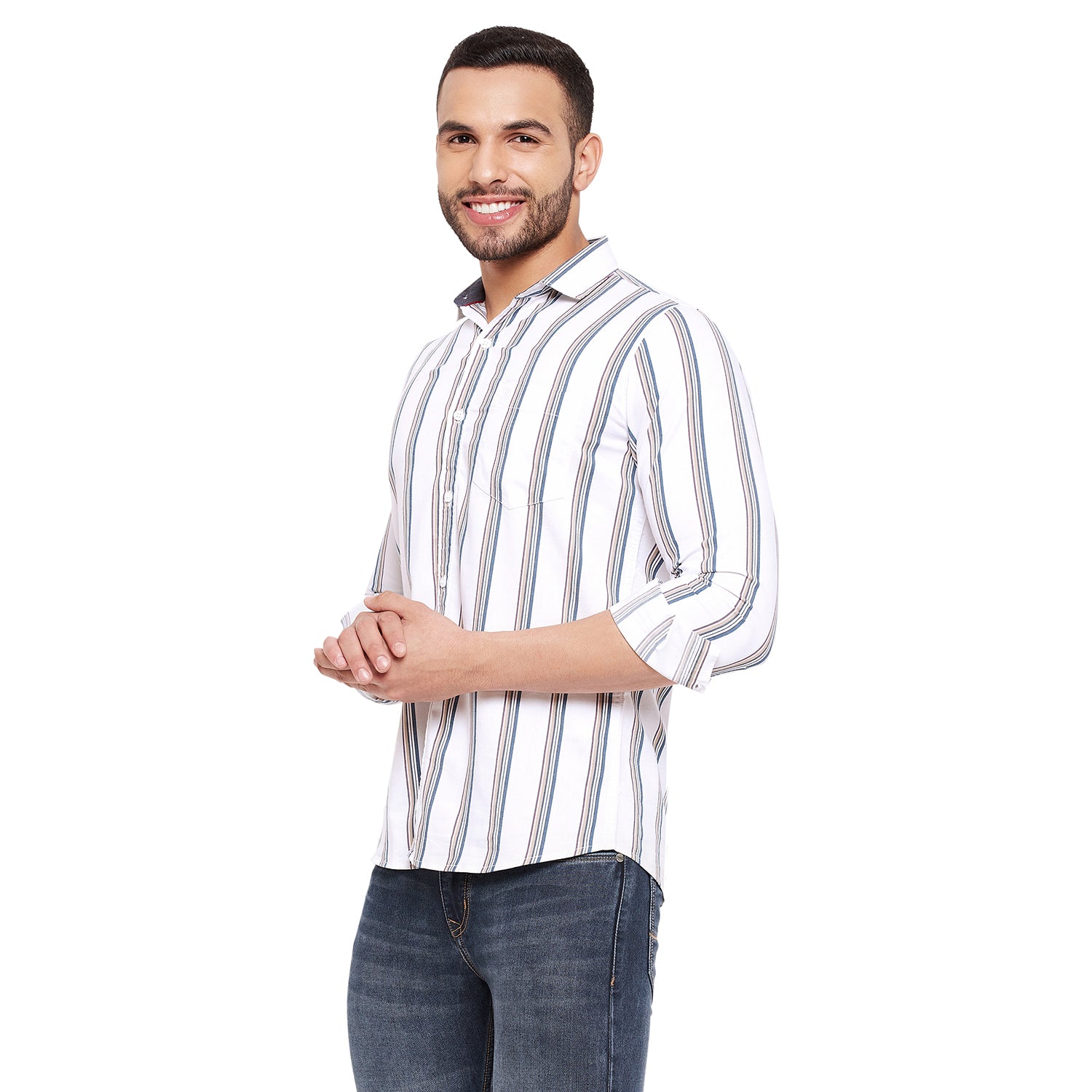 Duke Stardust Men Slim Fit Striped Spread Collar Casual Shirt (SDO8STT)