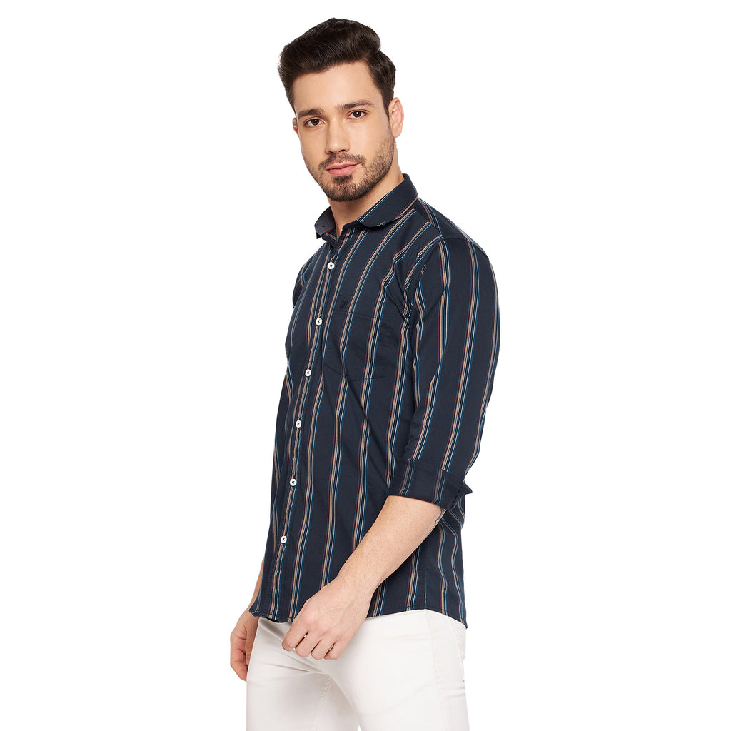 Duke Stardust Men Slim Fit Striped Spread Collar Casual Shirt (SDO8STT)