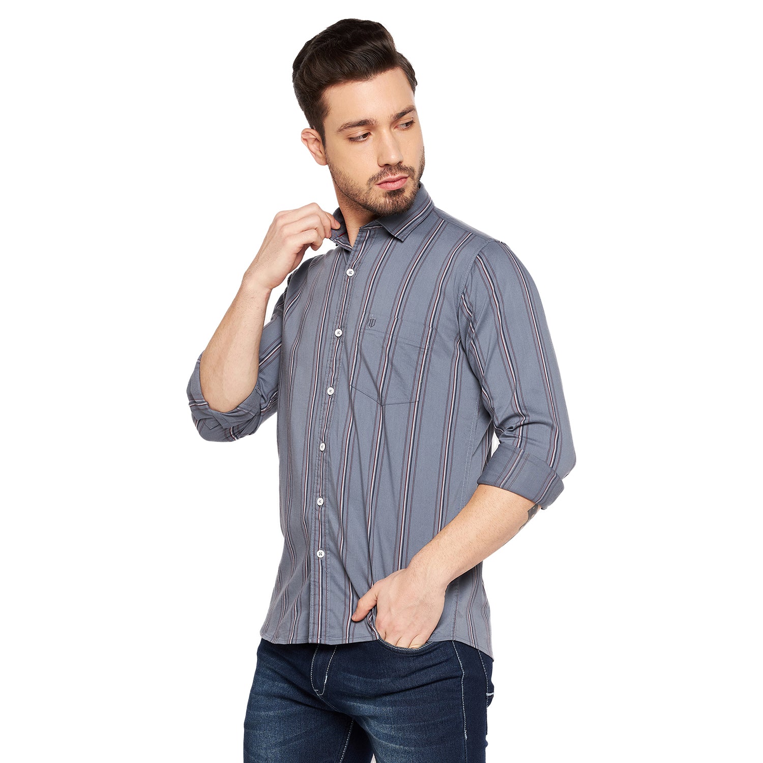 Duke Stardust Men Slim Fit Striped Spread Collar Casual Shirt (SDO8STTA)
