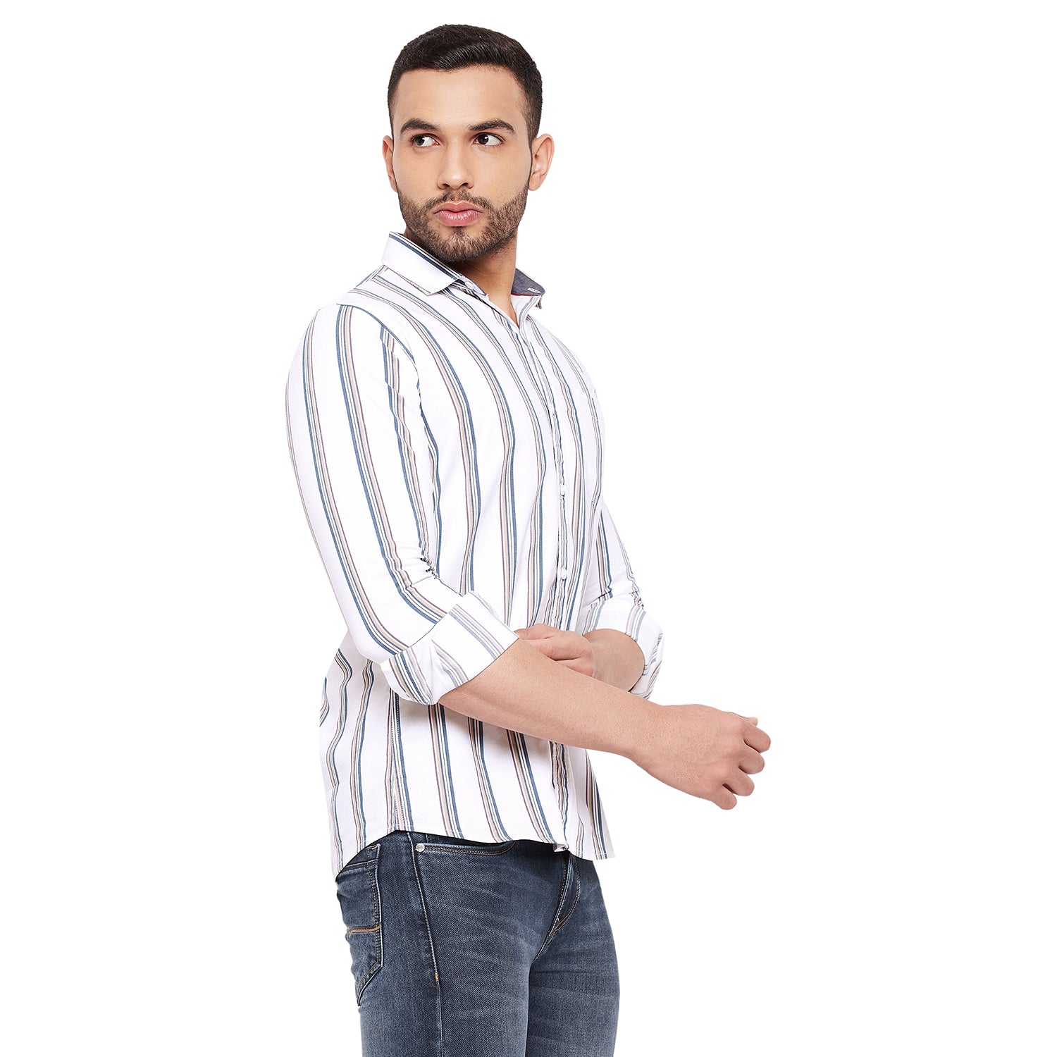 Duke Stardust Men Slim Fit Striped Spread Collar Casual Shirt (SDO8STT)
