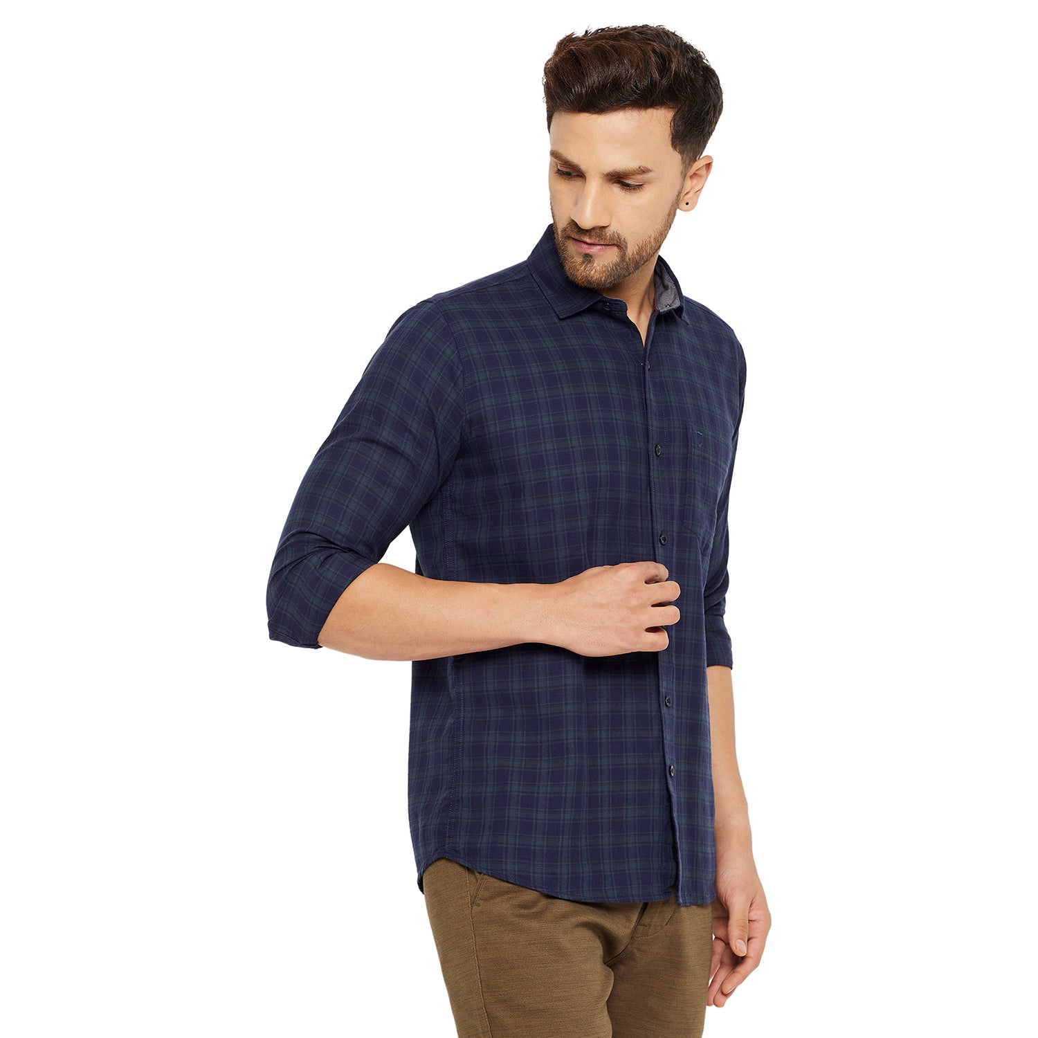 Duke Urban Men Slim Fit Solid Spread Collar Casual Shirt (SDO8CKLD)