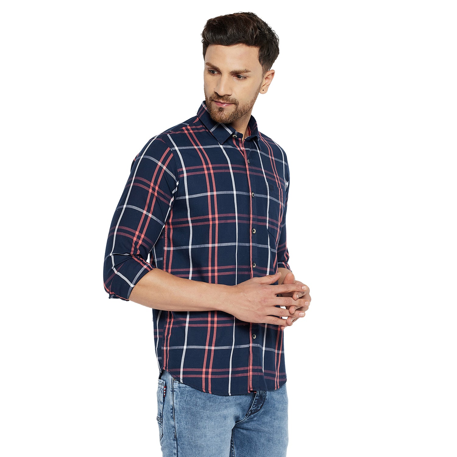 Duke Stardust Men Slim Fit Checkered Spread Collar Casual Shirt (SD7CKTPQ)