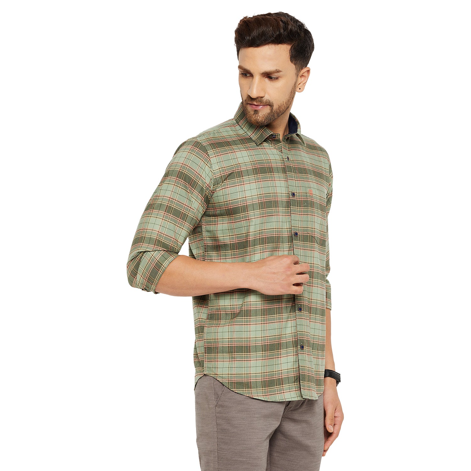 Duke Stardust Men Slim Fit Solid Spread Collar Casual Shirt (SDO5CKOG)