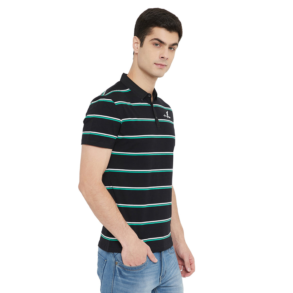 Duke Stardust Men Polo Neck Striped T-Shirt(LF5146)