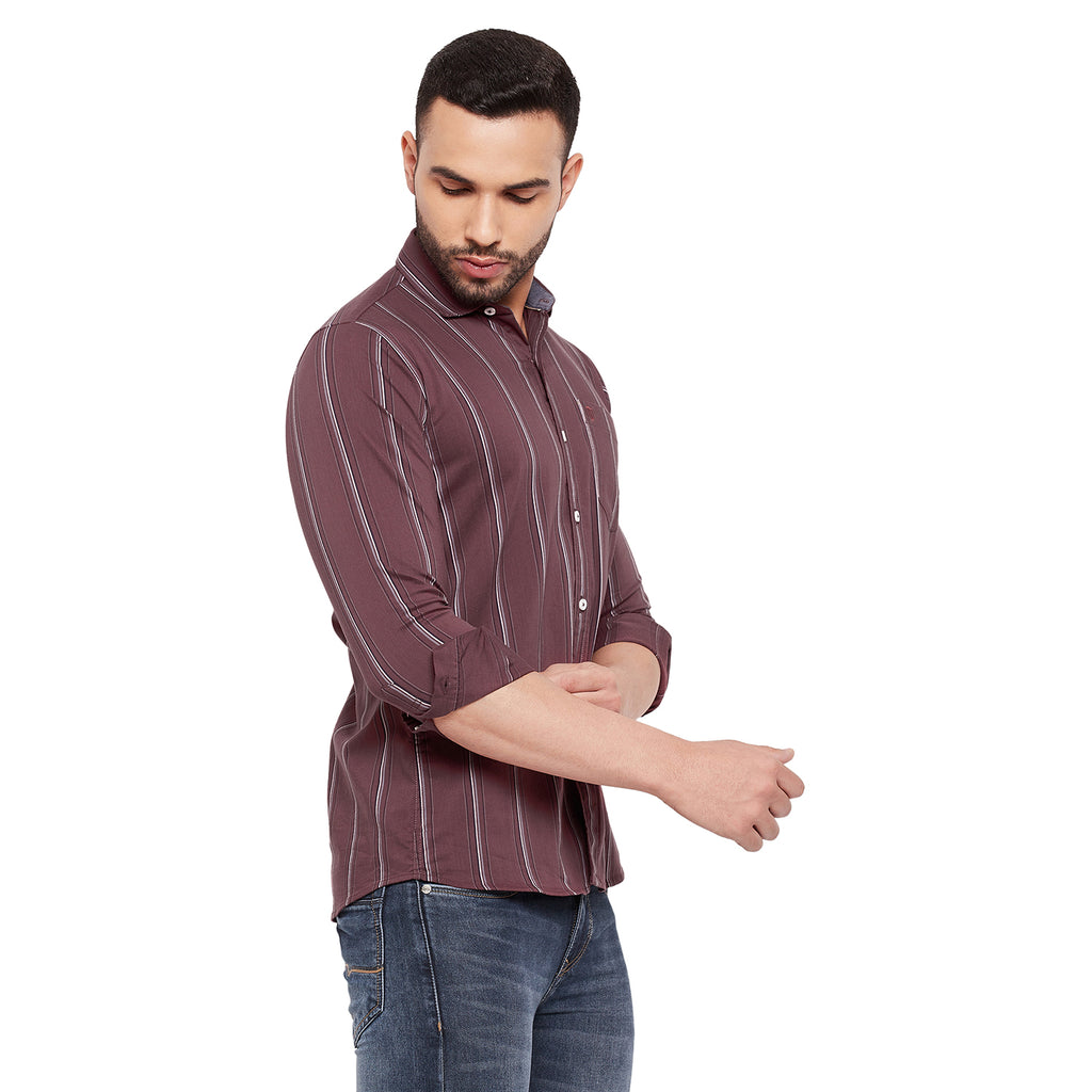 Duke Stardust Men Slim Fit Striped Spread Collar Casual Shirt (SDO8STTA)