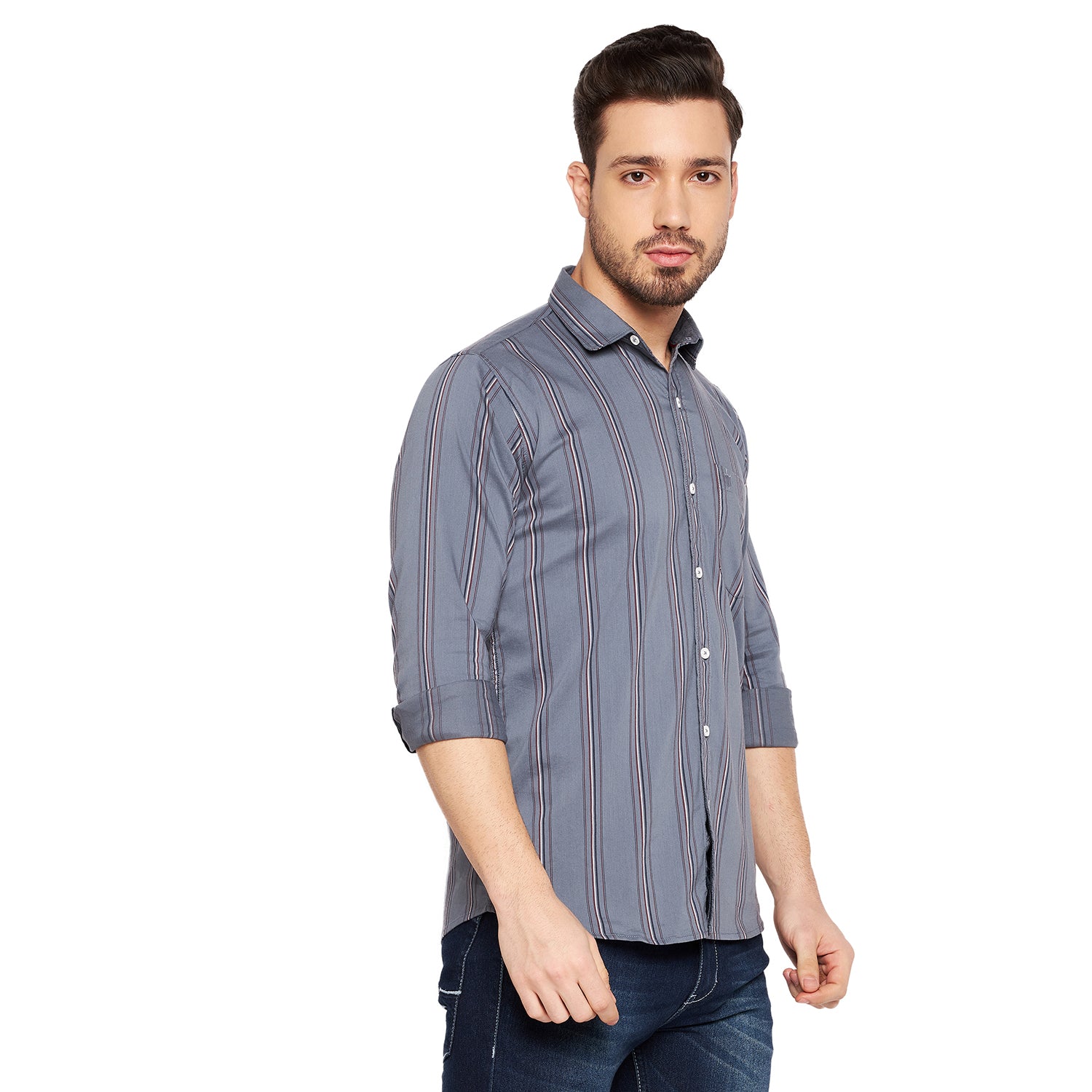 Duke Stardust Men Slim Fit Striped Spread Collar Casual Shirt (SDO8STTA)