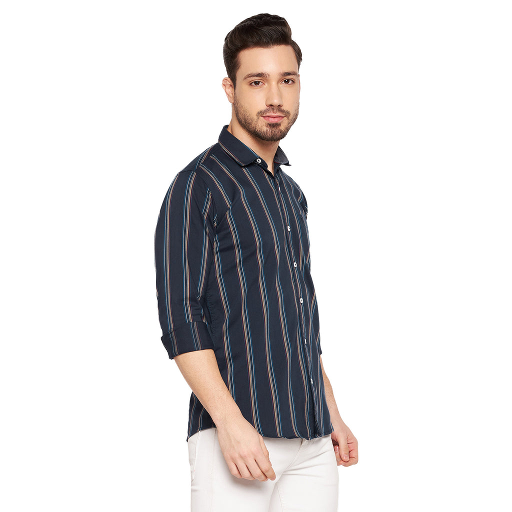 Duke Stardust Men Slim Fit Striped Spread Collar Casual Shirt (SDO8STT)