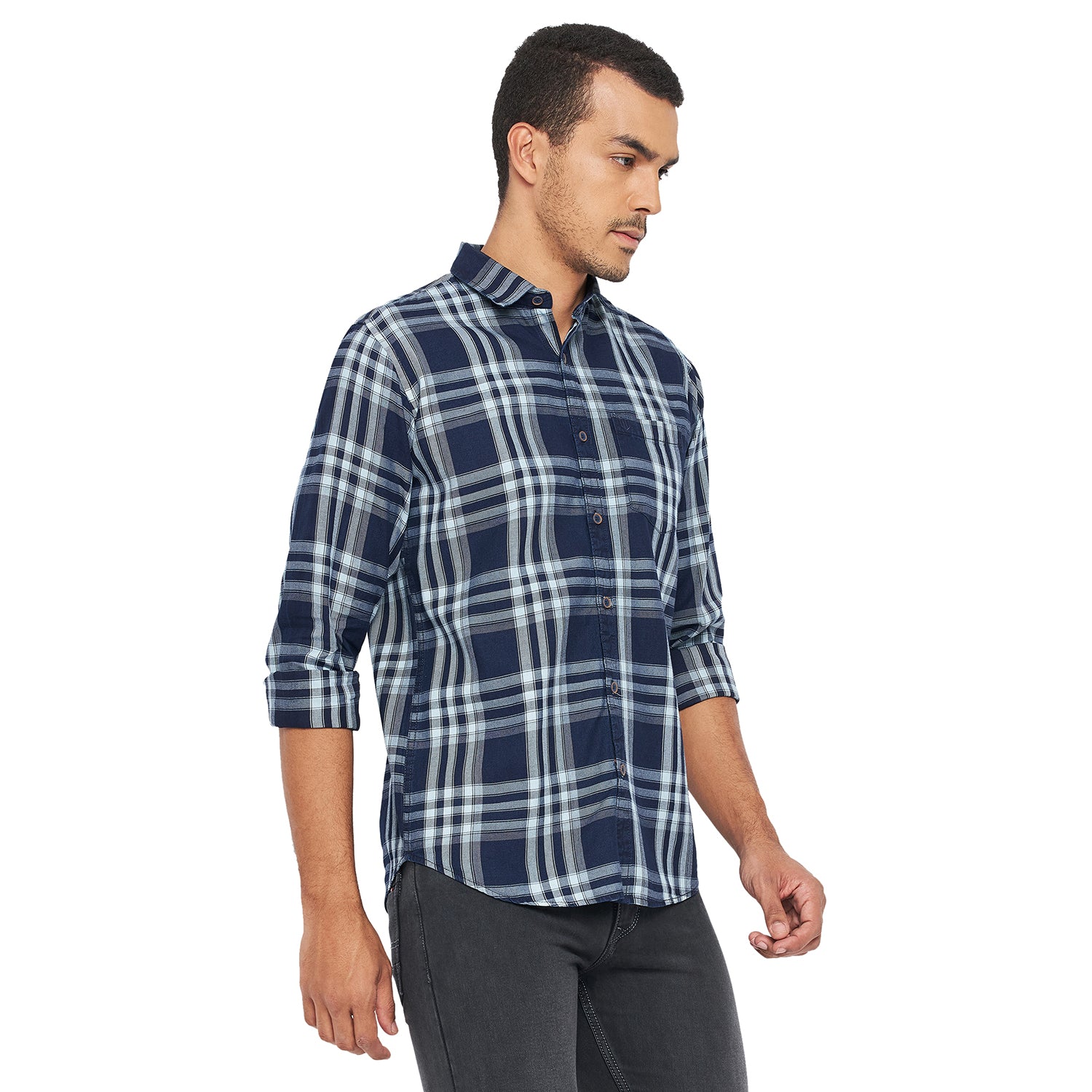 Duke Stardust Men Slim Fit Checkered Spread Collar Casual Shirt (SDO5CKIL)
