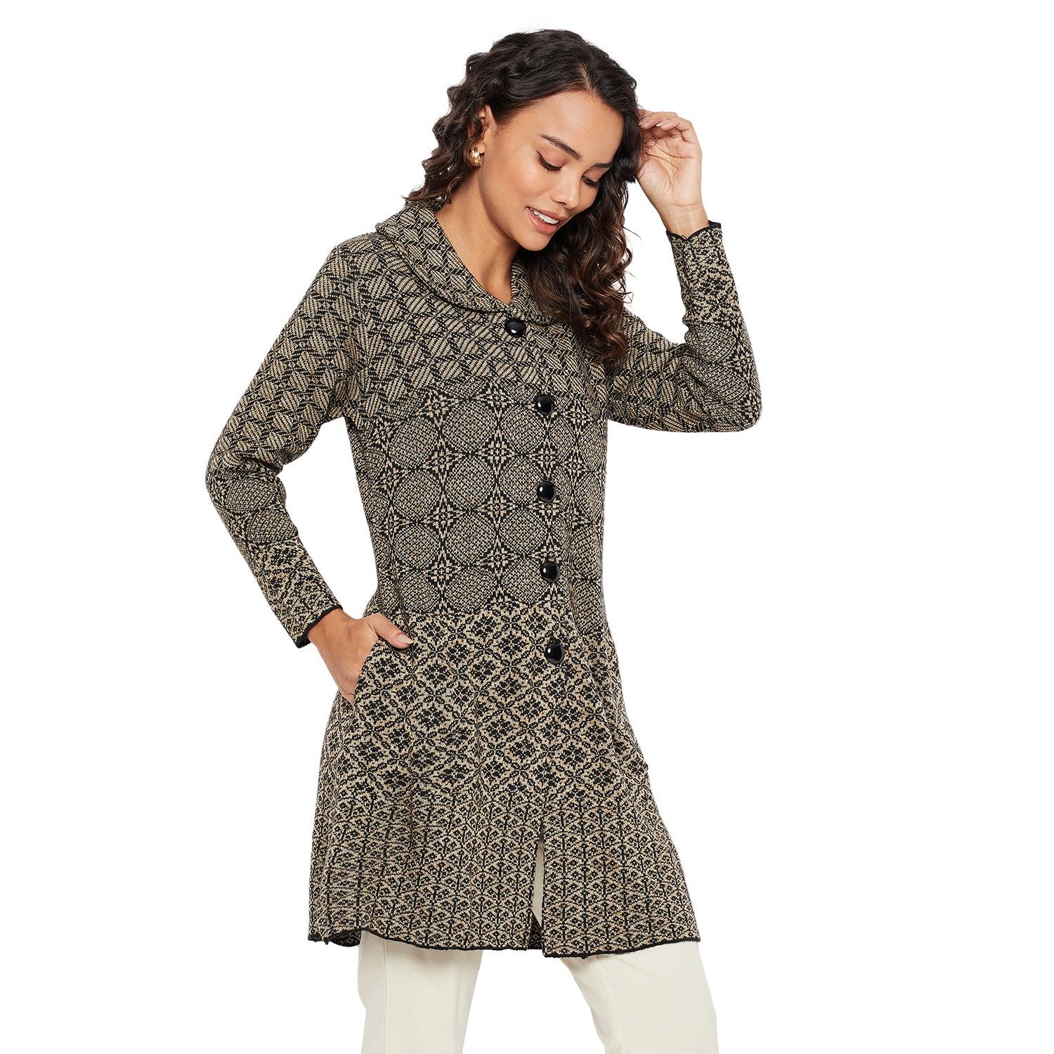 Duke Urban Women Collared Neck Cardigan  (SDS1136)