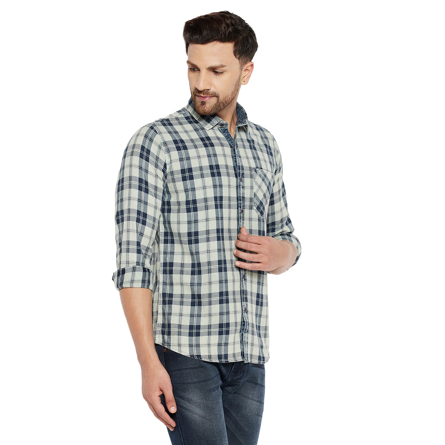 Duke Urban Men Slim Fit Solid Spread Collar Casual Shirt (SDO9CKIF)