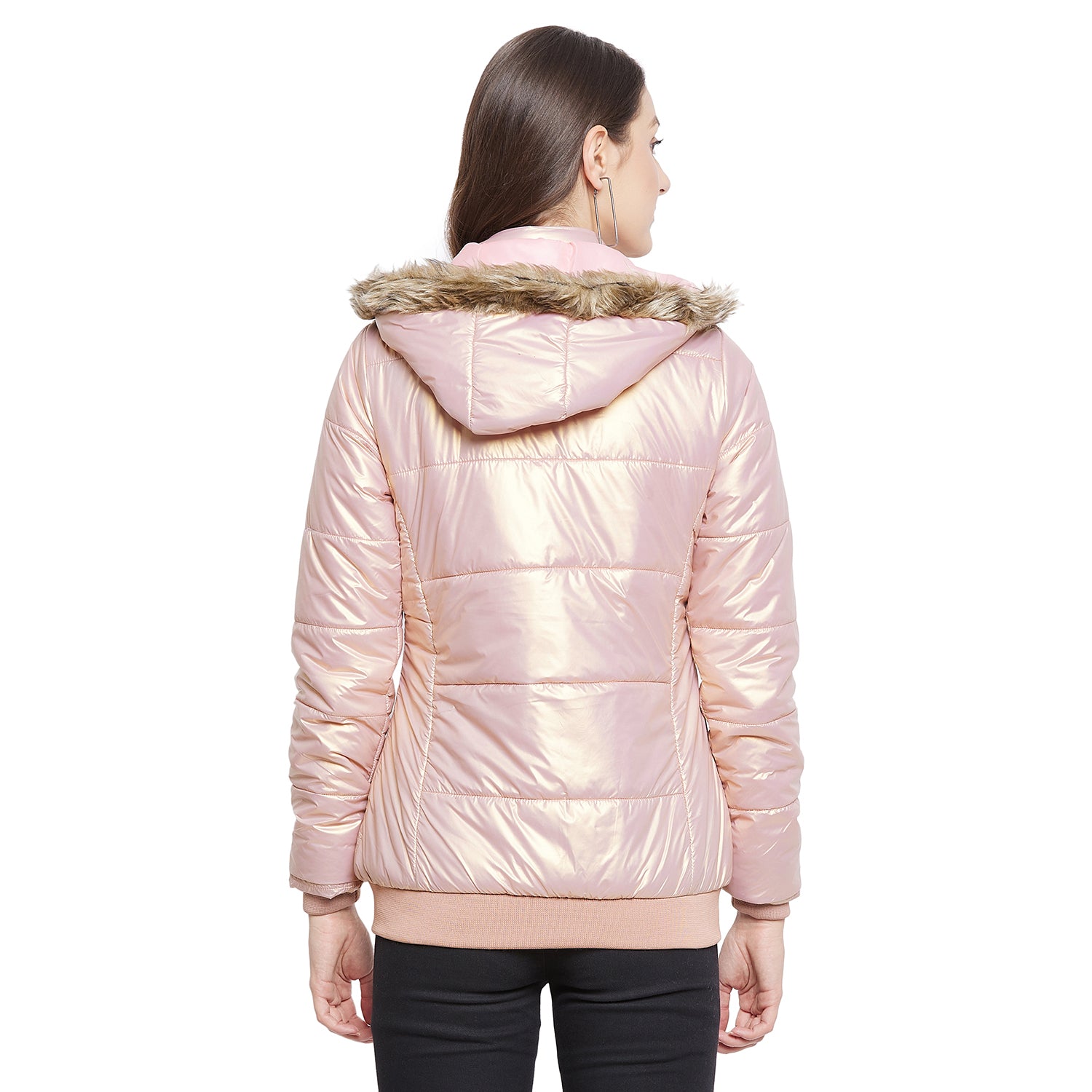 Duke Urban Women Full Sleeve Mettalic Quilted Jacket (SDZ6748)