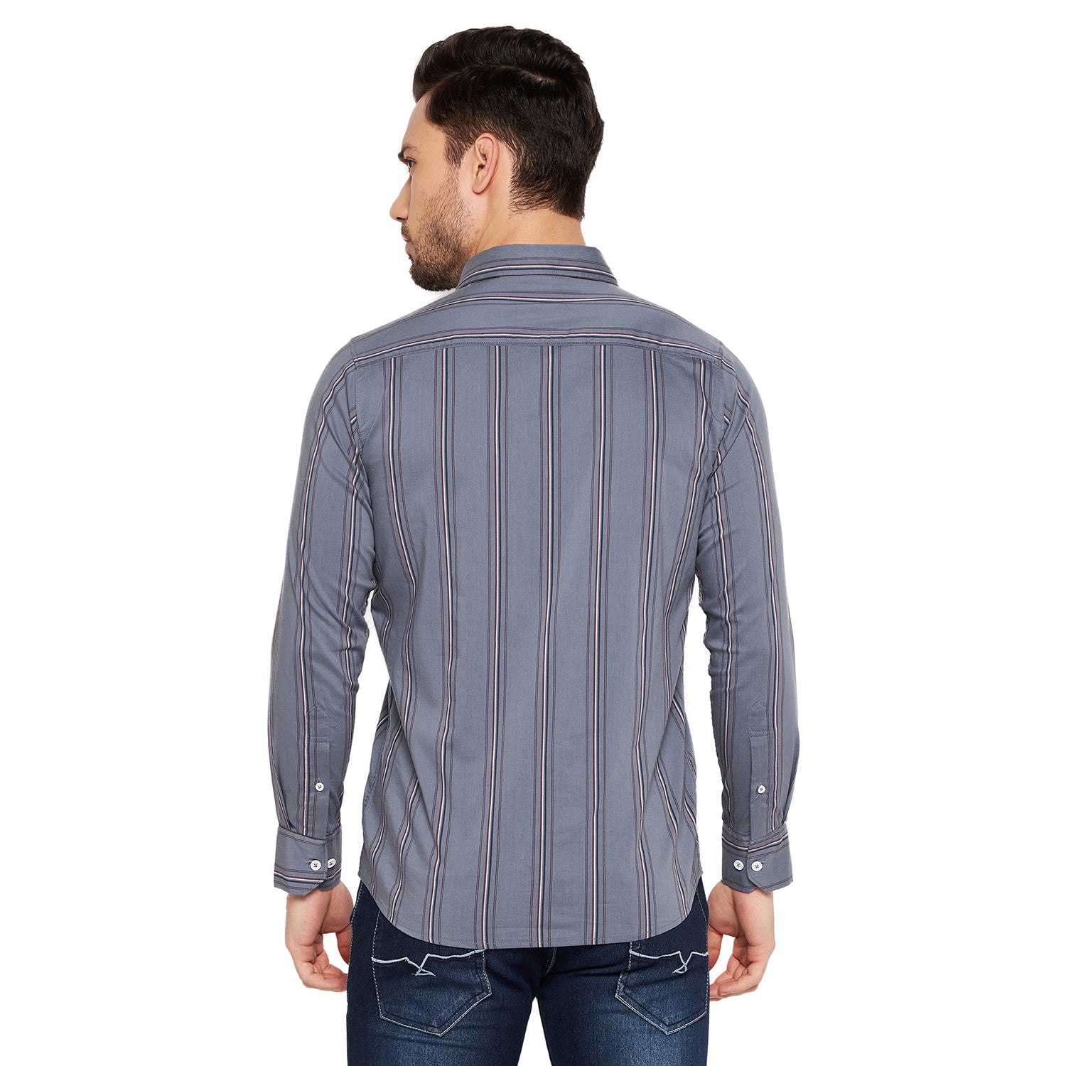 Duke Stardust Men Slim Fit Striped Spread Collar Casual Shirt (SDO8STTA)