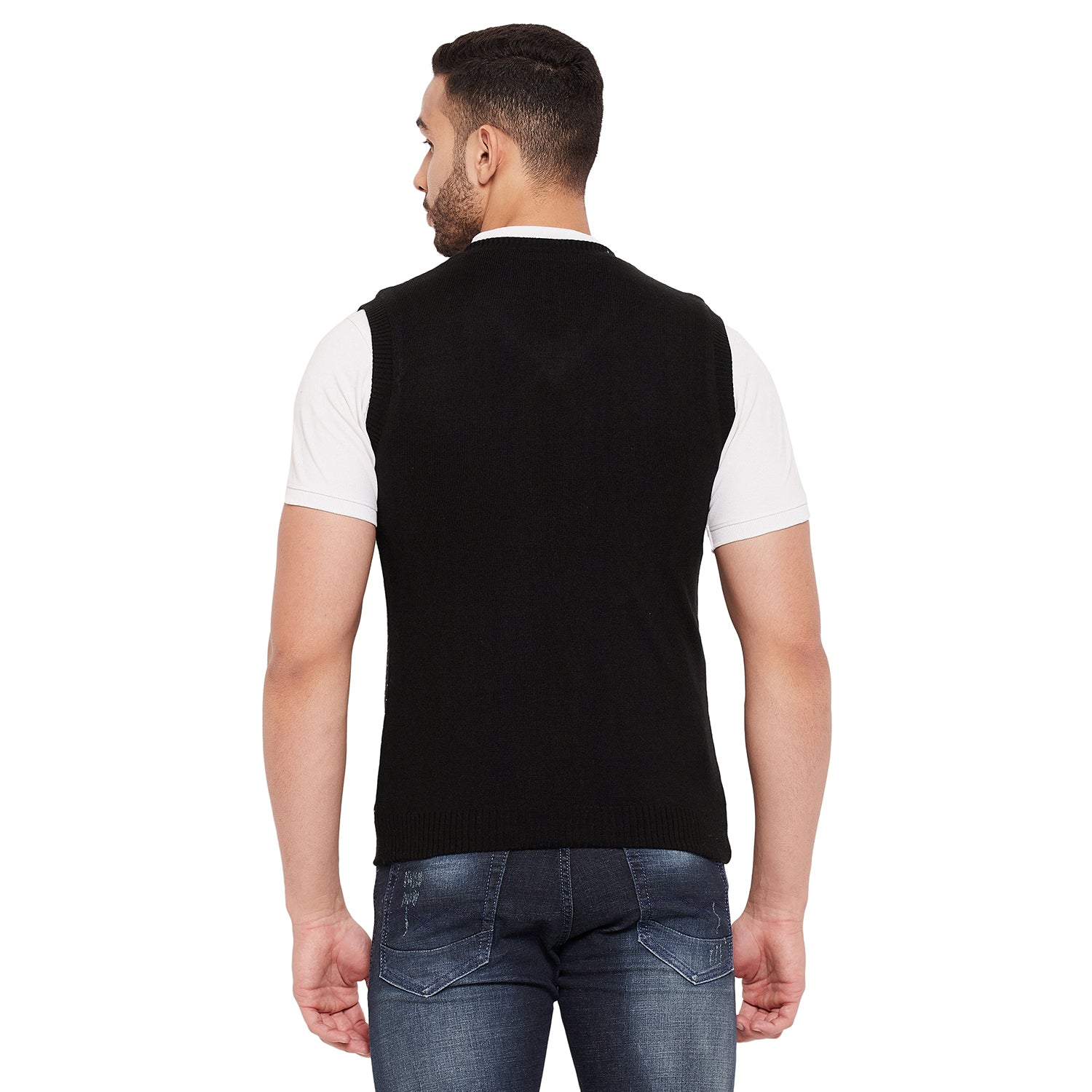 【New】Deuxieme Classe Sleeveless Pullover Buy Men Black Solid V Neck Sleeveless Sweater Online - 39703315