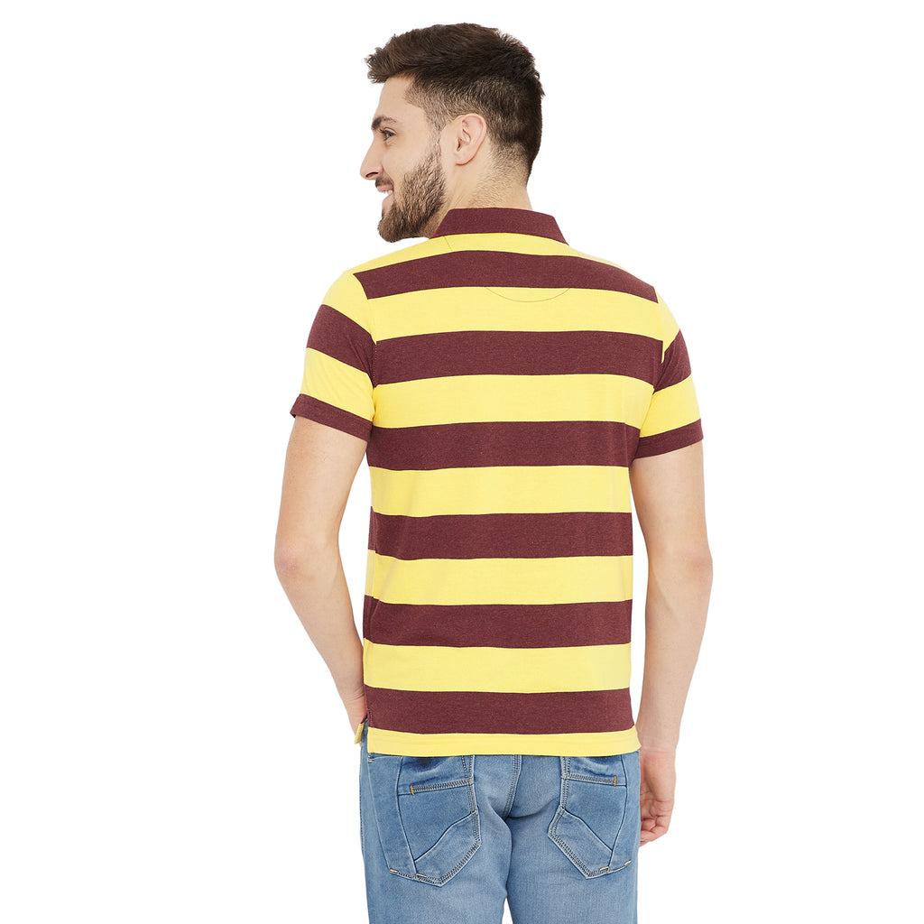 Duke Stardust Men Polo Neck Striped T-Shirt(MLF104)