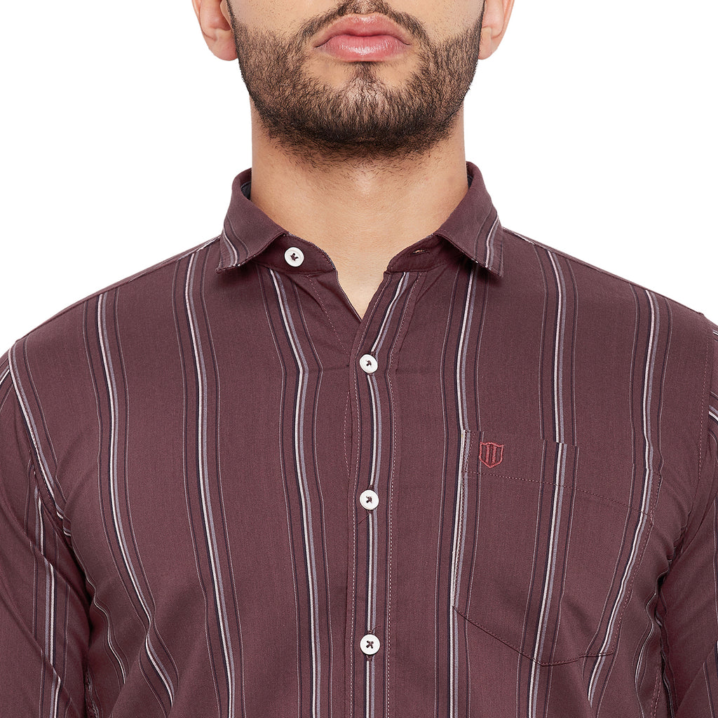 Duke Stardust Men Slim Fit Striped Spread Collar Casual Shirt (SDO8STTA)