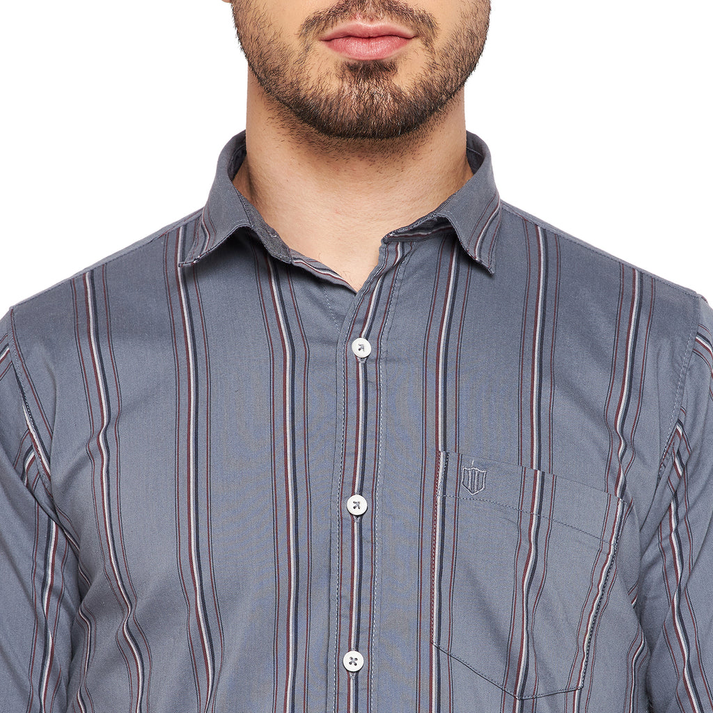 Duke Stardust Men Slim Fit Striped Spread Collar Casual Shirt (SDO8STTA)