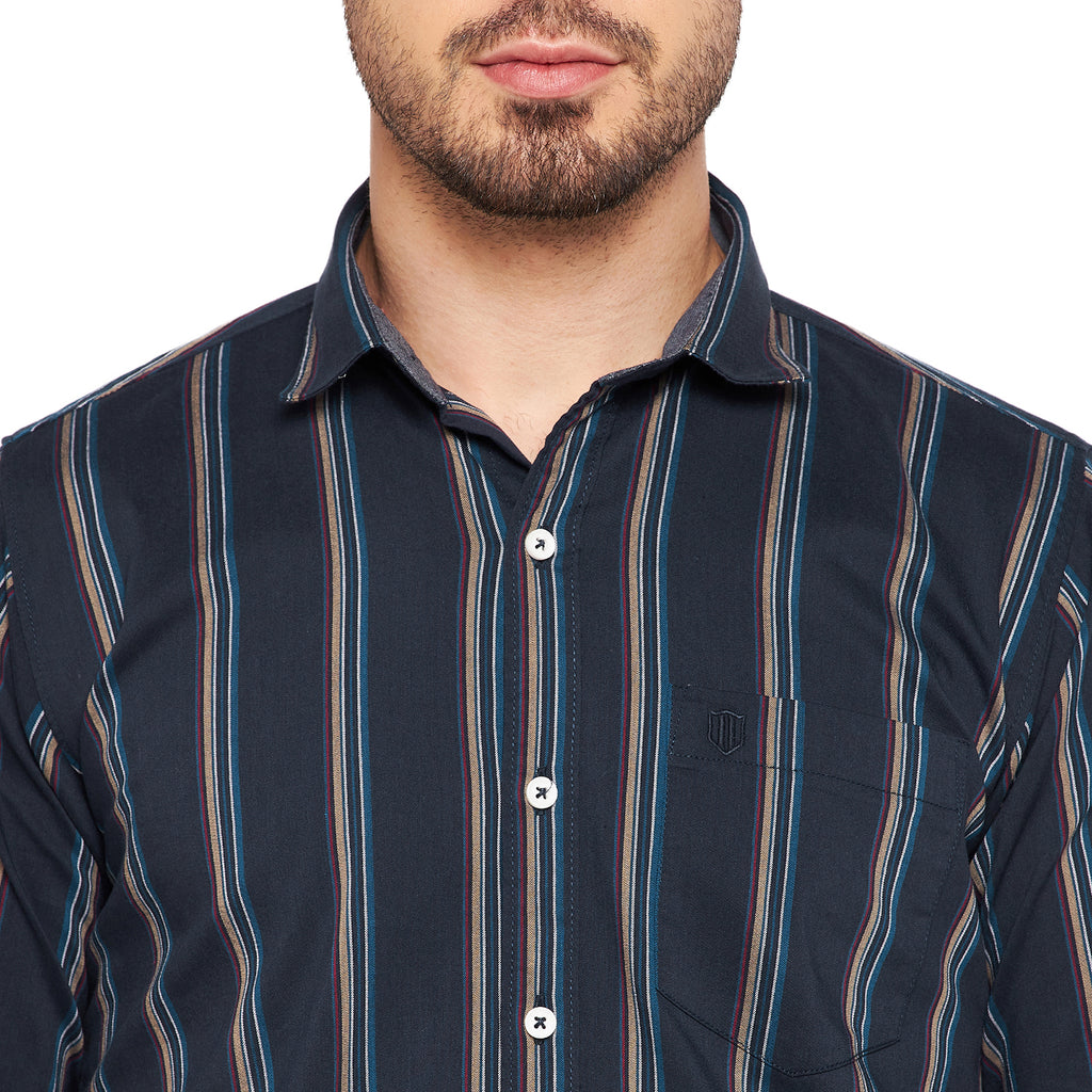 Duke Stardust Men Slim Fit Striped Spread Collar Casual Shirt (SDO8STT)