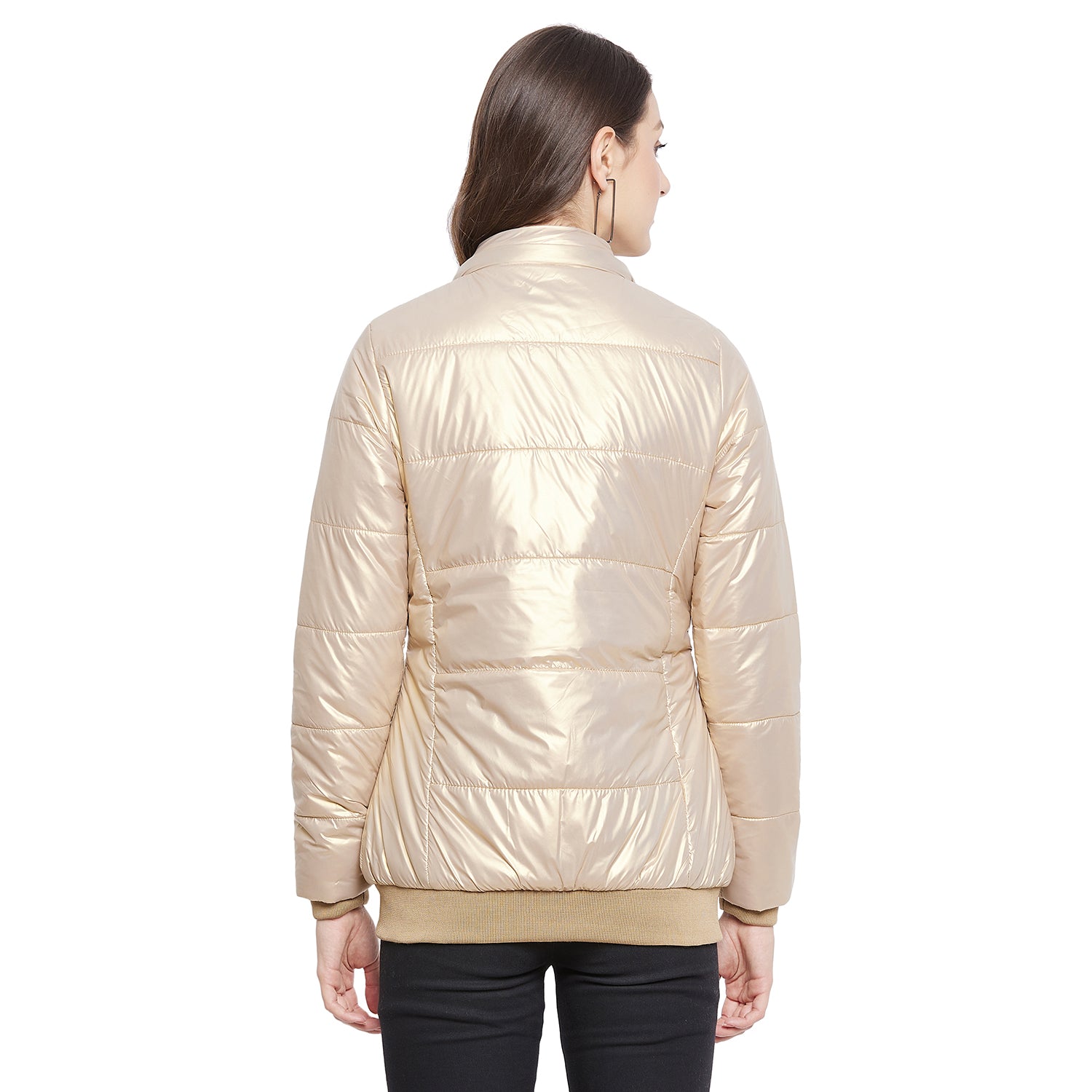 Duke Urban Women Full Sleeve Mettalic Quilted Jacket (SDZ6748)